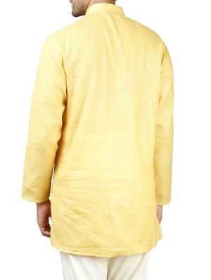 solid yellow cotton kurta - 11741524 - Standard Image - 3