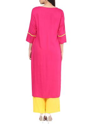 pink rayon embroidered kurta - 11742295 - Standard Image - 3