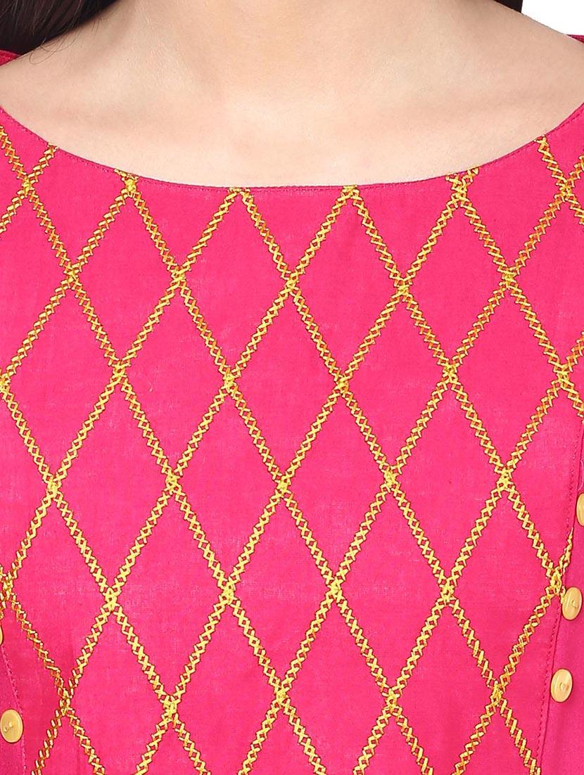 pink rayon embroidered kurta - 11742295 - Zoom Image - 4
