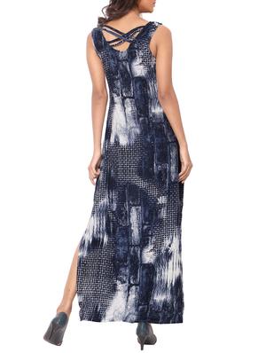 blue rayon maxi dress - 11744896 - Standard Image - 3