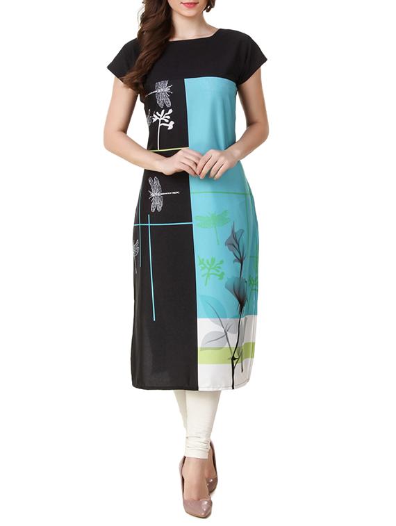 multi colored crepe straight kurta - 11747686 - Zoom Image - 1