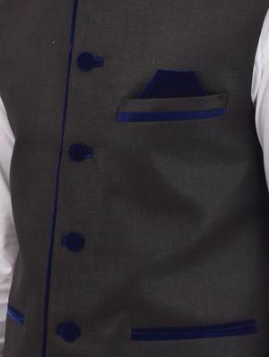 black cotton nehru jacket - 11757434 - Standard Image - 4