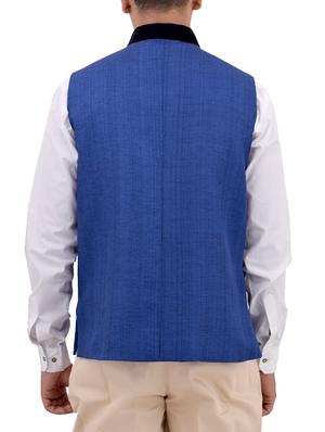 blue cotton nehru jacket - 11757436 - Standard Image - 3