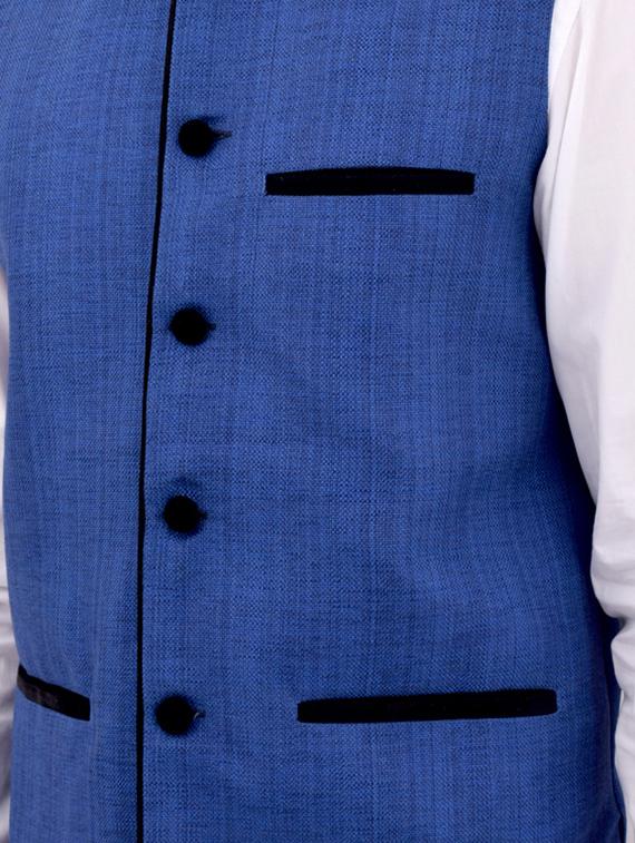 blue cotton nehru jacket - 11757436 - Zoom Image - 4