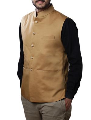 brown cotton nehru jacket - 11757444 - Standard Image - 2
