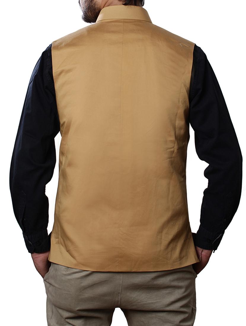 brown cotton nehru jacket - 11757444 - Zoom Image - 3