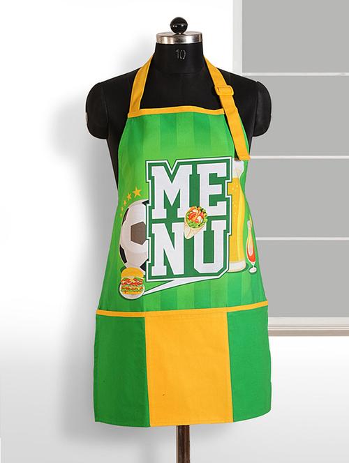 green and orange colour printed cotton apron - 11758322 - Standard Image - 1