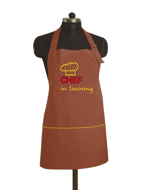 brown printed cotton apron - 11758346 - Standard Image - 1