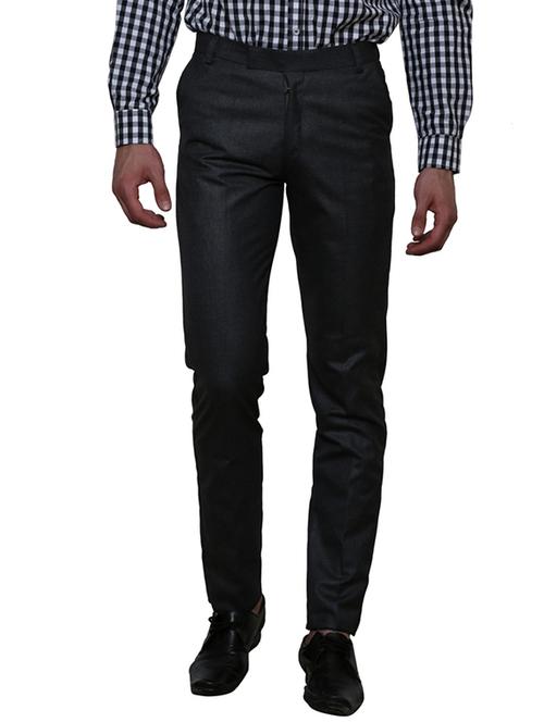 black polyester flat front trousers formal - 11764057 - Standard Image - 1