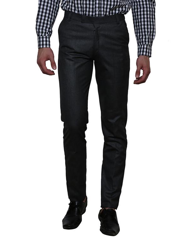 black polyester flat front trousers formal - 11764057 - Zoom Image - 1