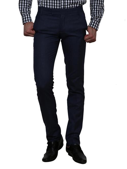 blue polyester flat front trousers formal - 11764058 - Standard Image - 1