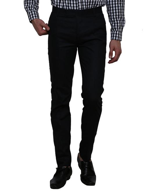black linen flat front trousers formal - 11764064 - Standard Image - 1