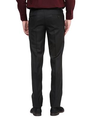 black polyester flat front trousers formal - 11764070 - Standard Image - 3