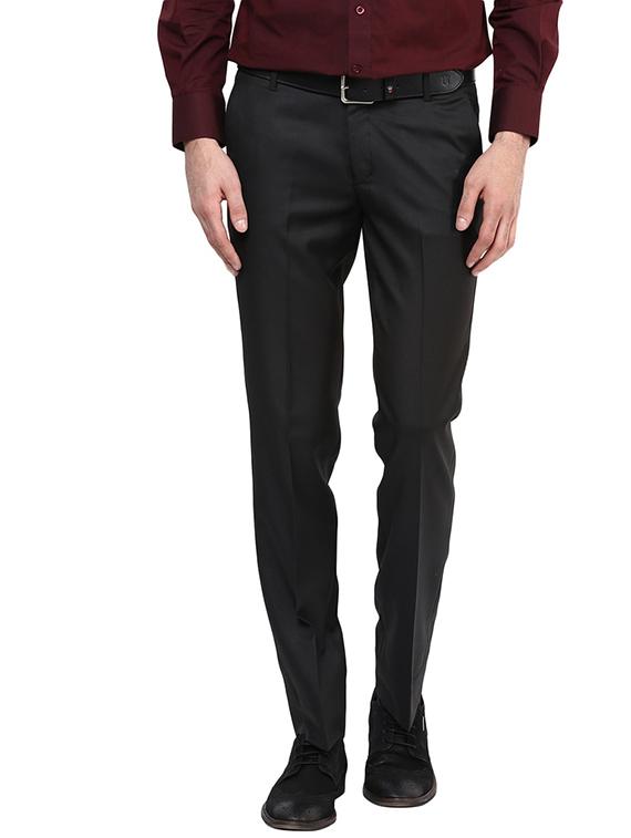 black polyester flat front trousers formal - 11764070 - Zoom Image - 1