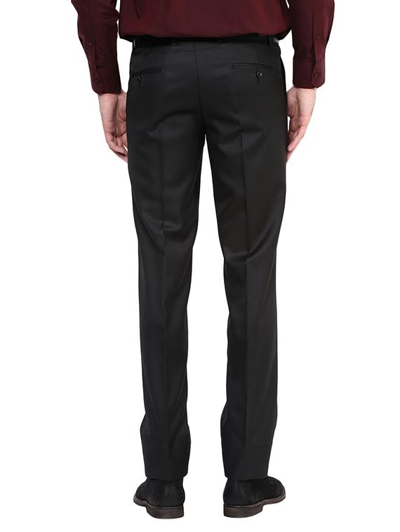 black polyester flat front trousers formal - 11764070 - Zoom Image - 3