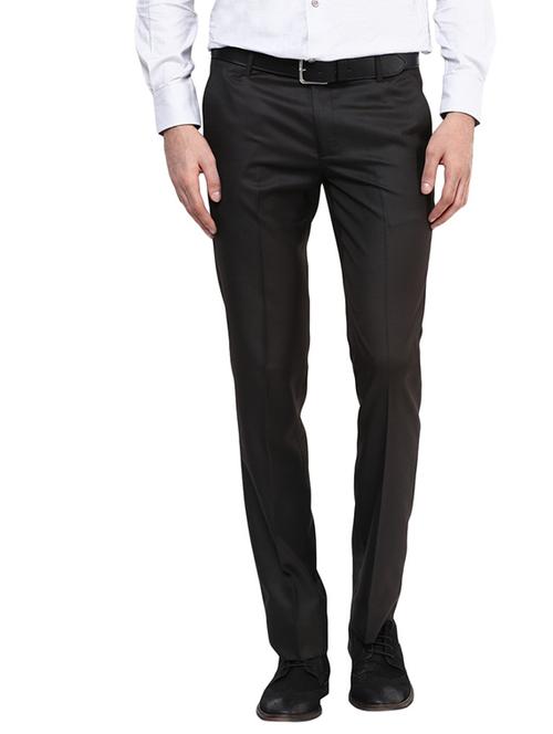 brown polyester flat front trousers formal - 11764072 - Standard Image - 1