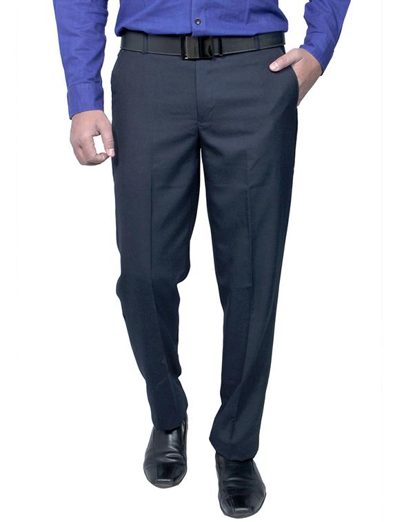navy blue 100% viscose flat front trousers formal - 11764080 - Zoom Image - 1