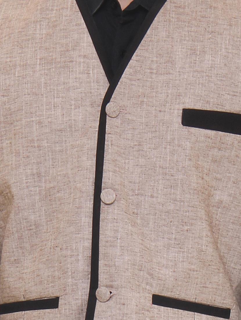 brown linen nehru jacket - 11764122 - Zoom Image - 4