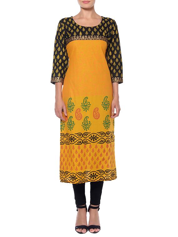 yellow cotton aline kurta