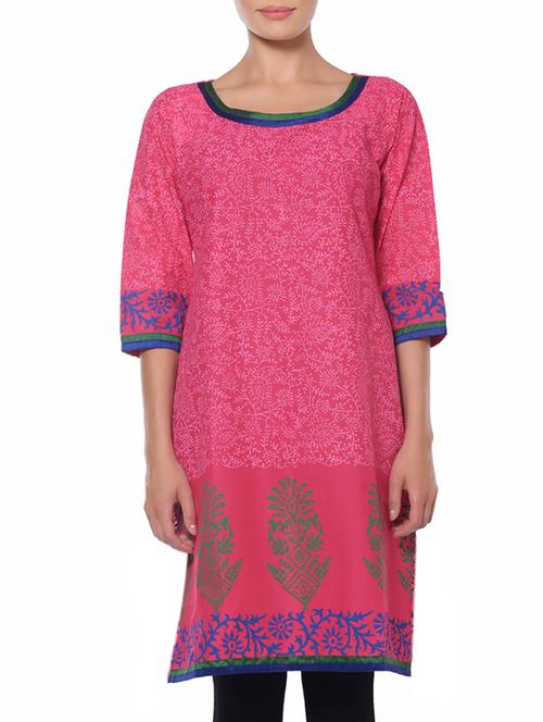 pink cotton aline kurta - 11766938 - Very Small Image - 1