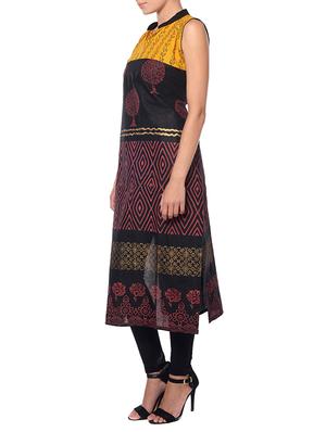 blue cotton a-line kurta - 11766956 - Standard Image - 2