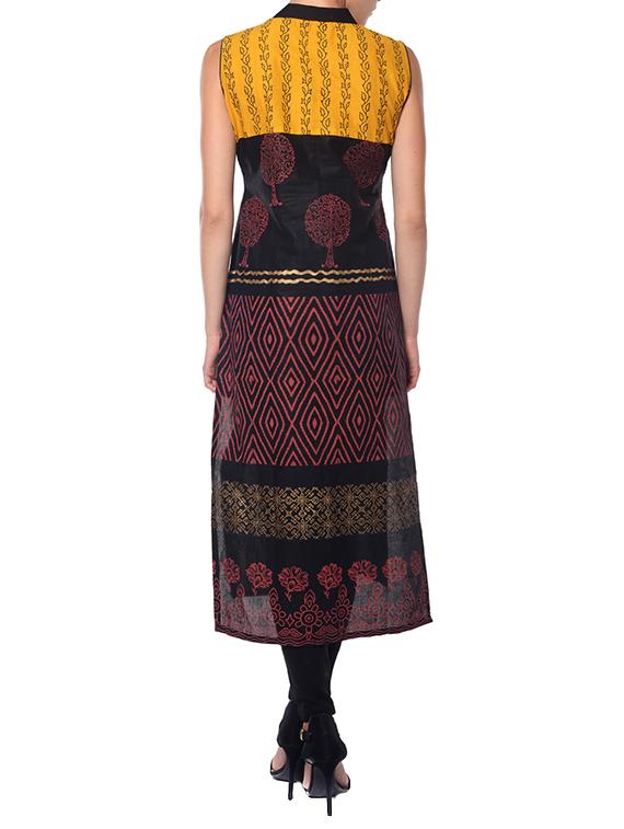 blue cotton a-line kurta - 11766956 - Zoom Image - 3