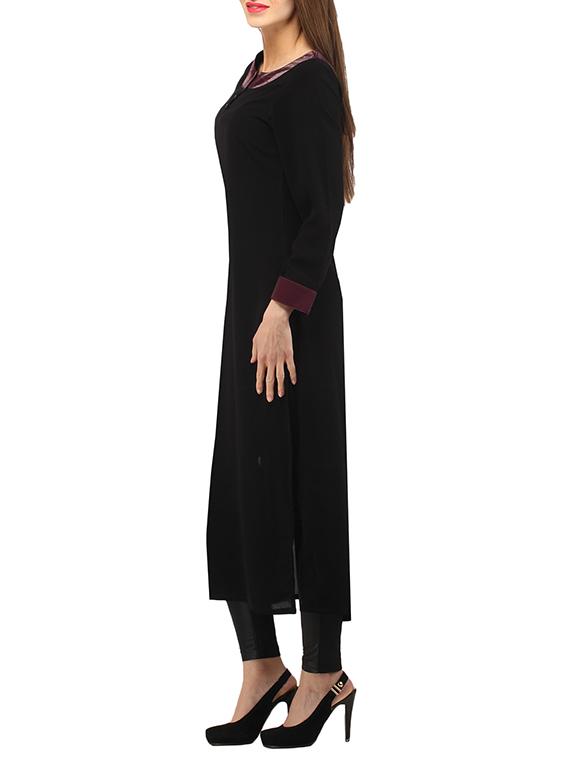 solid straight kurta - 11777930 - Zoom Image - 2