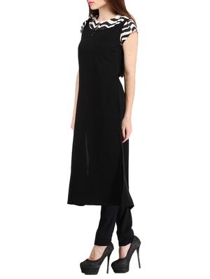 black viscose straight kurta - 11777942 - Standard Image - 2