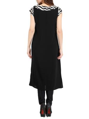 black viscose straight kurta - 11777942 - Standard Image - 3