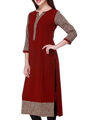 red viscose straight kurta - 11777950 - Standard Image - 2