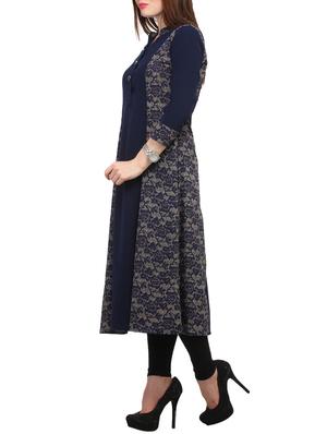 blue crepe aline kurta - 11777957 - Standard Image - 2