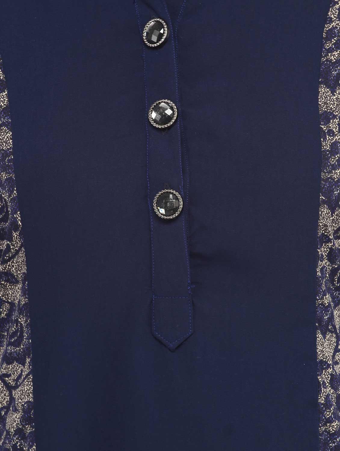 blue crepe aline kurta - 11777957 - Zoom Image - 4