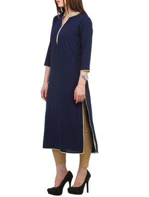 blue crepe solid kurta - 11777966 - Standard Image - 2