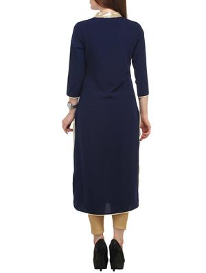 blue crepe solid kurta - 11777966 - Standard Image - 3
