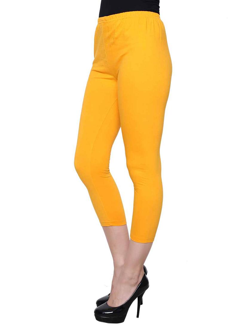 gold cotton capri leggings - 11778818 - Zoom Image - 2