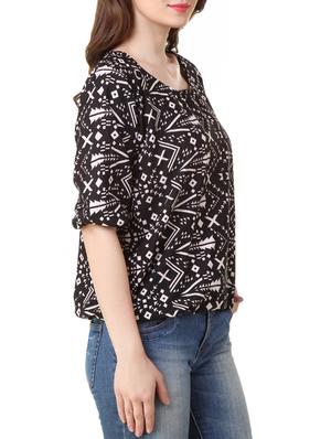 black printed crepe top - 11780064 - Standard Image - 2