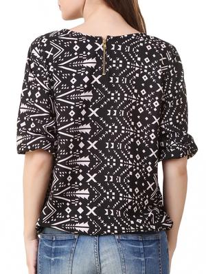 black printed crepe top - 11780064 - Standard Image - 3