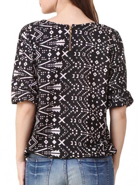 black printed crepe top - 11780064 - Zoom Image - 3