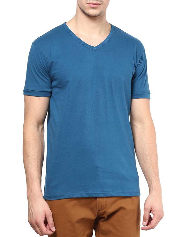 solid blue cotton t-shirt - 11781718 - Zoom Image - 1