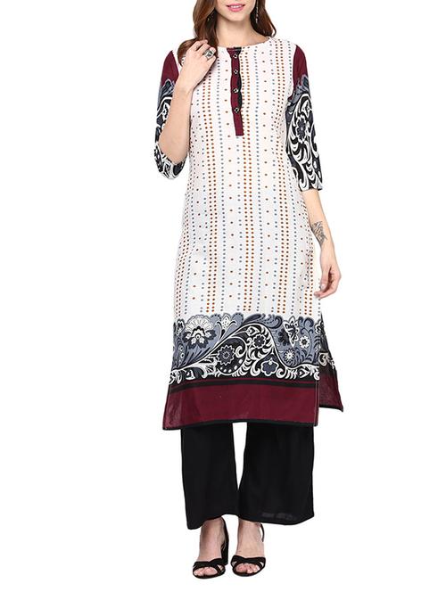 white kurta & plazzo set - 11782986 - Standard Image - 1
