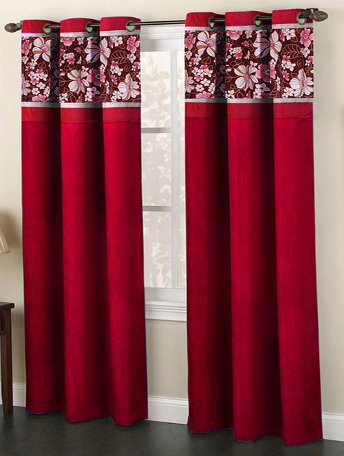 set of 2 red polyester curtain - 11783261 - Standard Image - 1