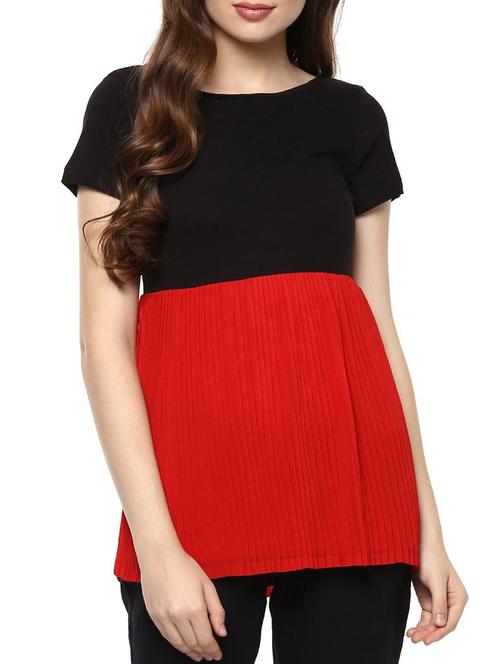 Black and red pleated top - 11785117 - Very Small Image - 1