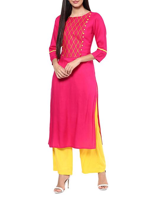 pink kurta & plazzo set - 11785155 - Standard Image - 1