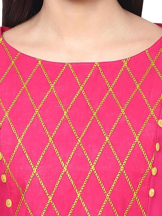 pink kurta & plazzo set - 11785155 - Zoom Image - 4