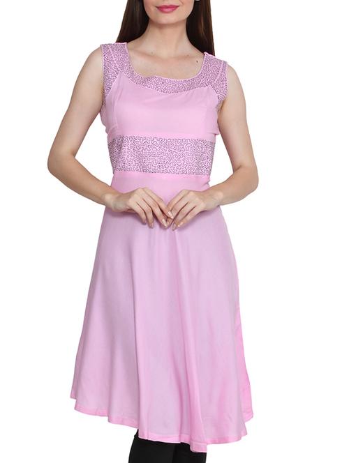 light purple embroidered rayon kurta - 11785987 - Standard Image - 1