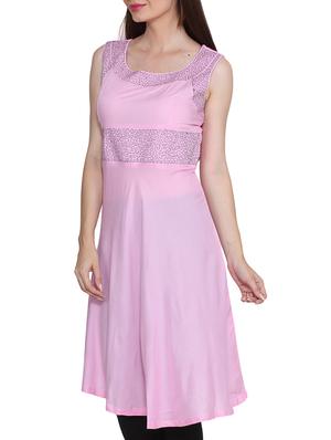 light purple embroidered rayon kurta - 11785987 - Standard Image - 2