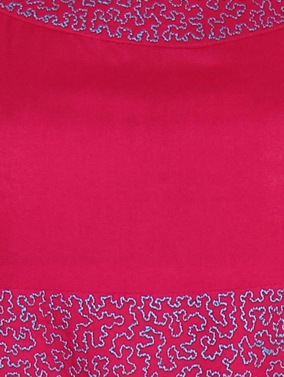 dark pink embroidered rayon kurta - 11785988 - Zoom Image - 4