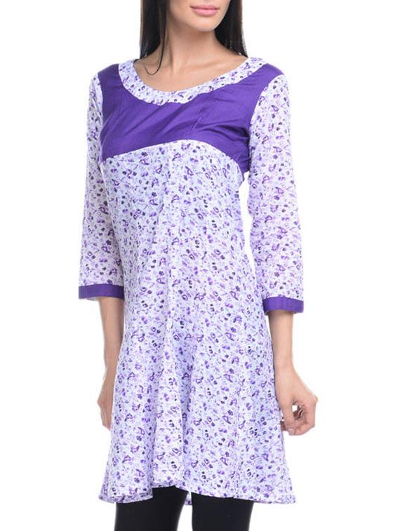 white printed rayon kurta - 11786006 - Zoom Image - 2