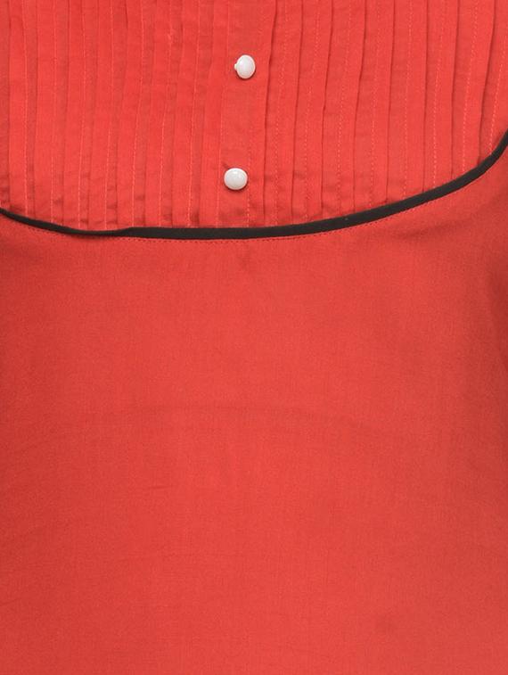 red rayon kurta - 11786009 - Zoom Image - 4