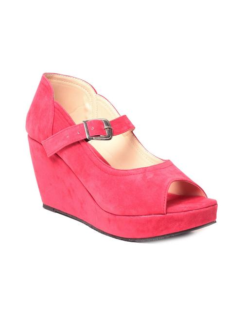 solid pink platform wedges - 11787755 - Standard Image - 1